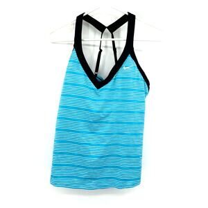 Nike Size XL Tank Top Blue Stripe Racerback Adjustable Strap Activewear Athletic
